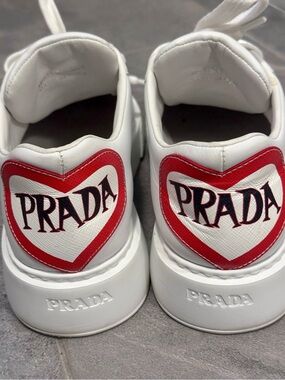 Authentic Prada White Heart Shaped Platform Sneakers